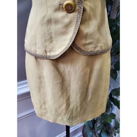 Nuova Stella Women's Cream Polyester Short Sleeve Blazer & Skirt 2 Pc's Suit S - Picture 5 of 12